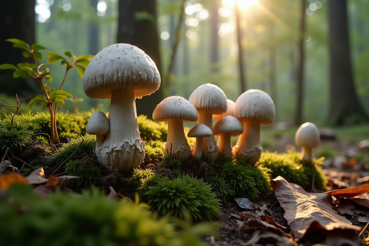 Champignons chanterelle grise dans la forêt humide