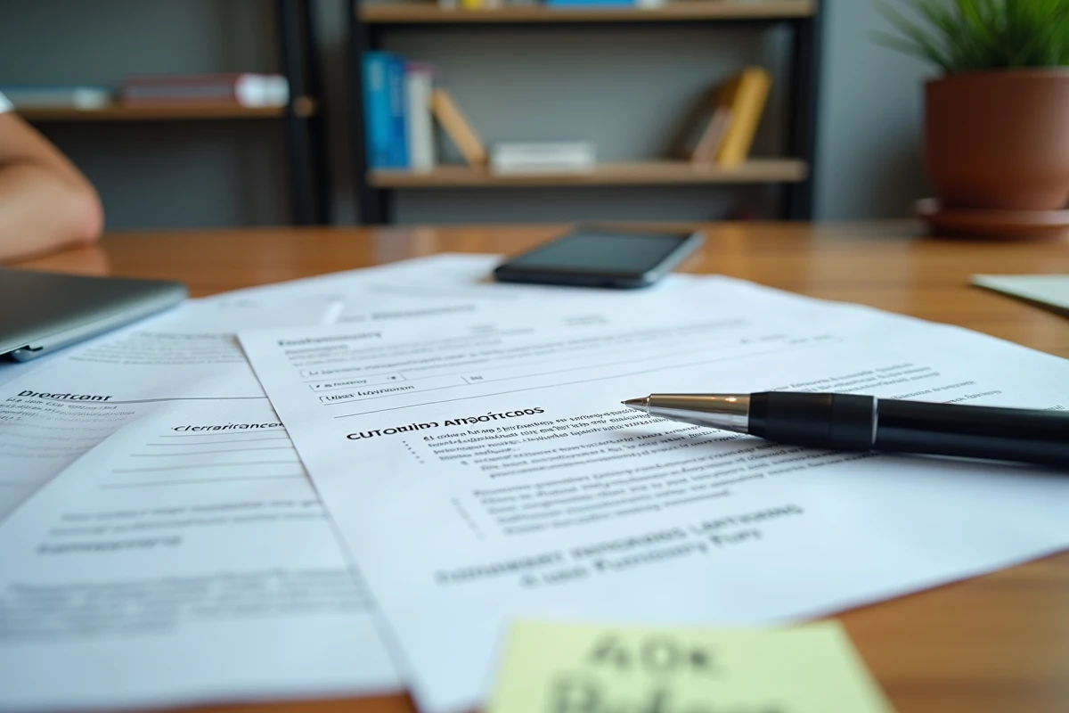 Documents organisés pour un dossier de litige Wifrad incluant relevé bancaire, preuves écrites et échanges avec le service client