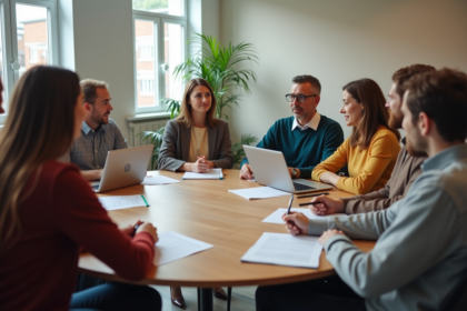 Groupe divers en réunion de conseil municipal