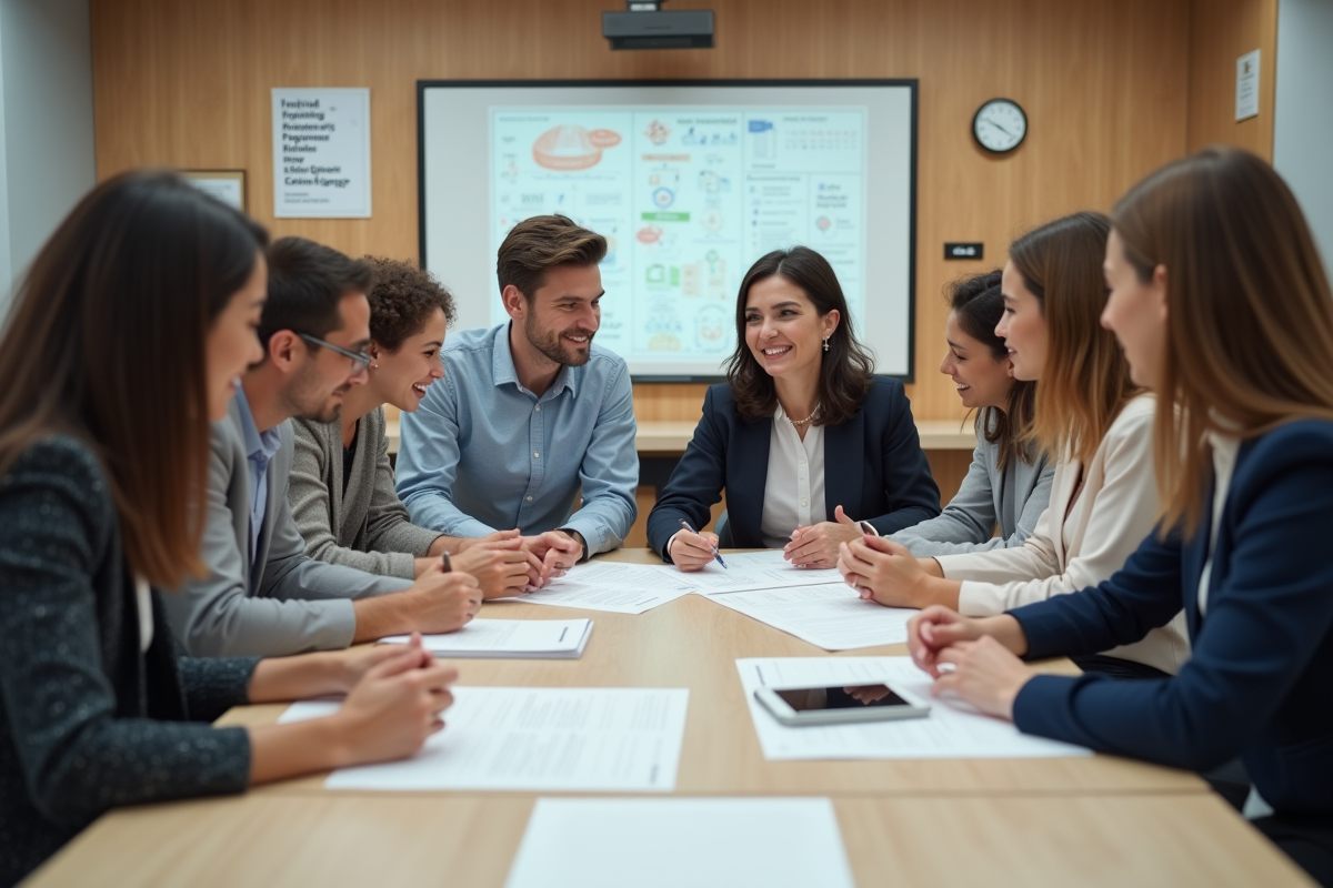 Groupe de professionnels en formation client