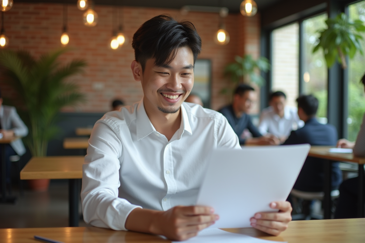 Jeune entrepreneur asiatique dans un espace de coworking