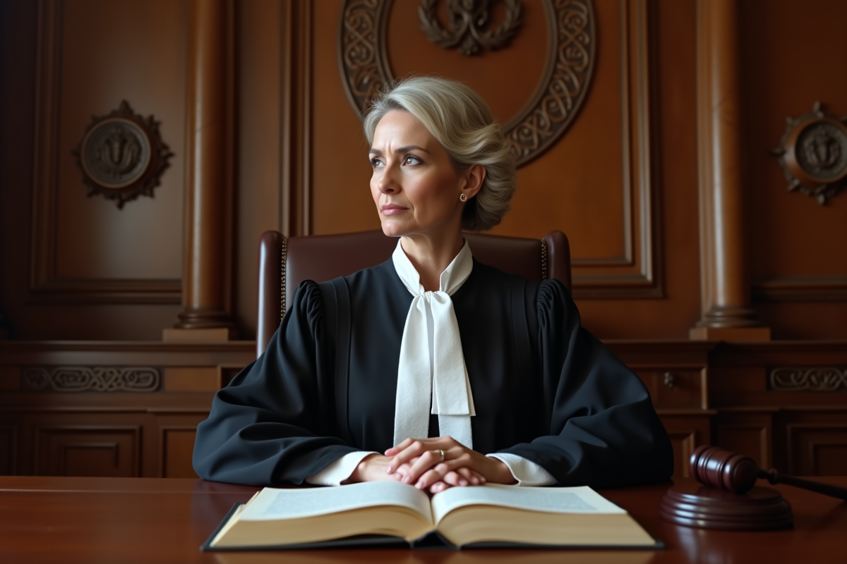 Juge femme en robe dans une salle d