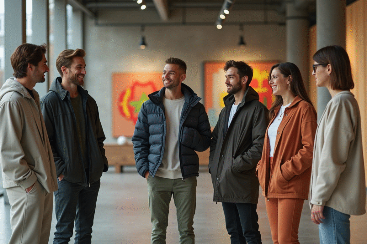 Groupe de modeurs modernes en vêtements durables et innovants